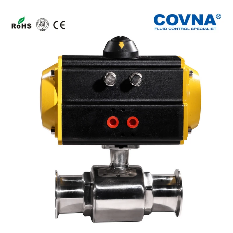 Безопасный для пищевых продуктов санитарный пневматический двухходовой шаровой