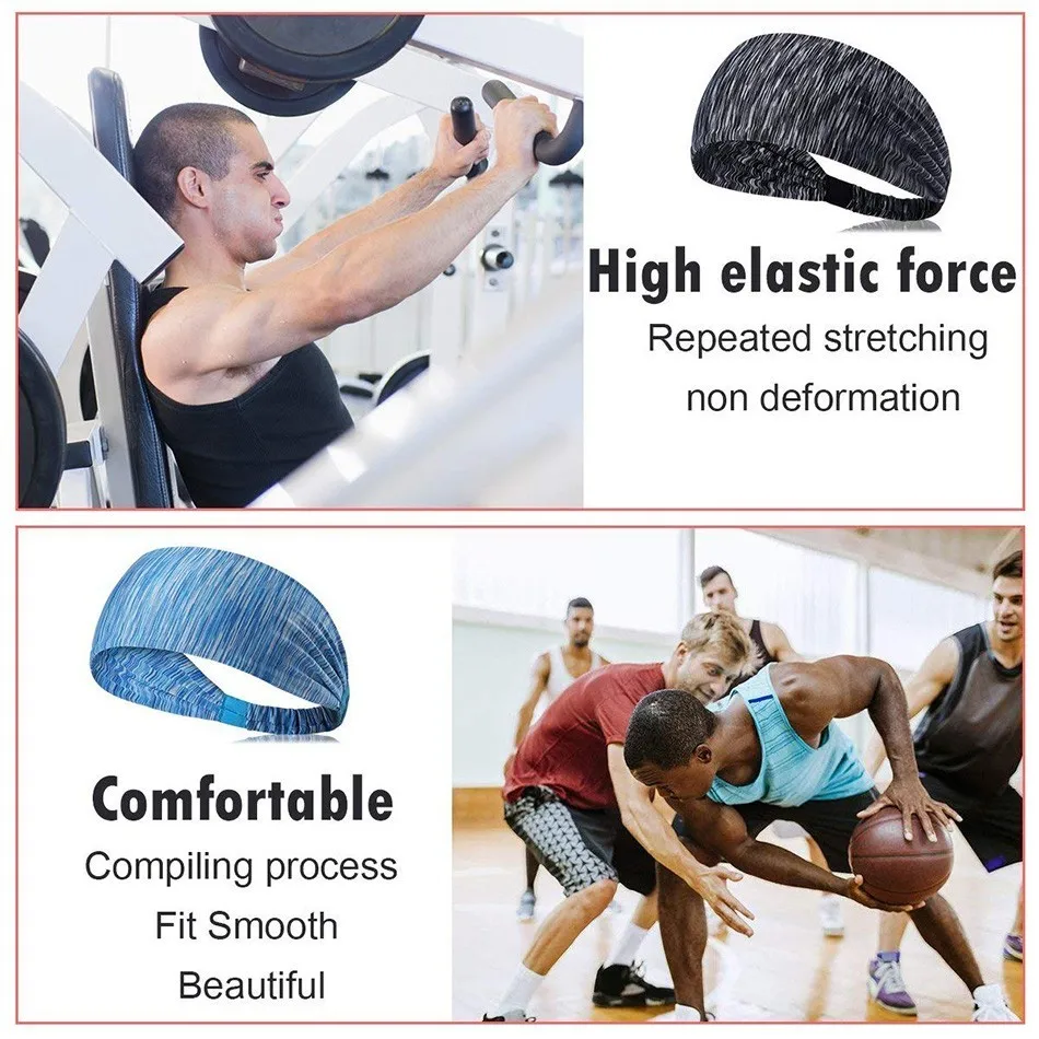 

Newly Women Men Breathable Elastic Sweatband Headband Absorbent Sports Gym Basketball Fitness Yoga Volleyball Hair Band BN99