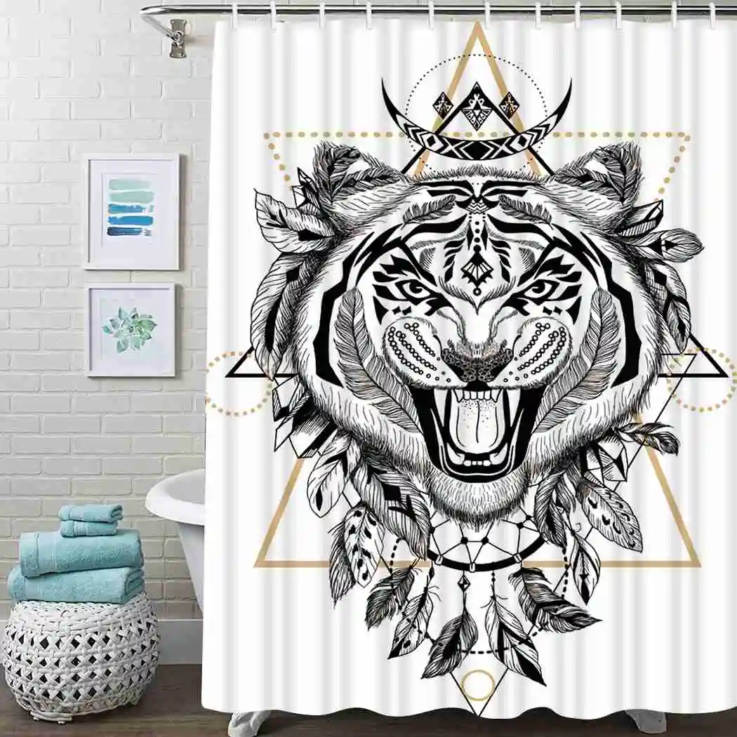 

Psychedelic Moon Shower Curtain Abstract Deer Shower Curtain Waterproof Fabric For Bathroom Decor Shower Curtains Set With Hooks