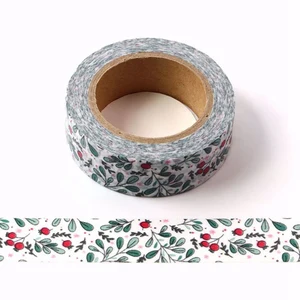 10 шт.лот декоративные красные бутоны листья Grean Washi ленты бумажные DIY Скрапбукинг планировщик клейкие Маскировочные ленты кавайные Канцтовары