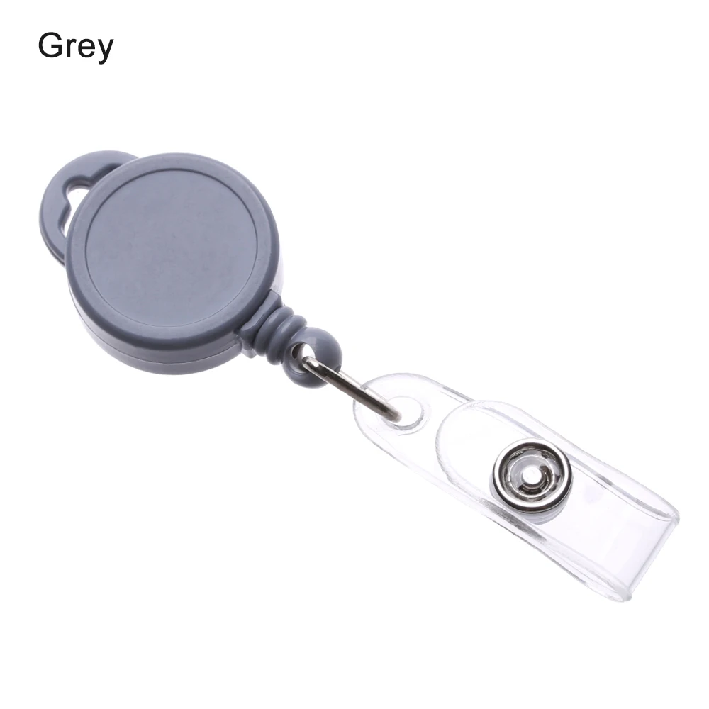 grey 1 шт., новинка, мини, выдвижной значок, ID талреп, имя, бирка, карта, держатель, катушки, брелок, цепь, зажимы, школьные, офисные принадлежности - Цвет: grey