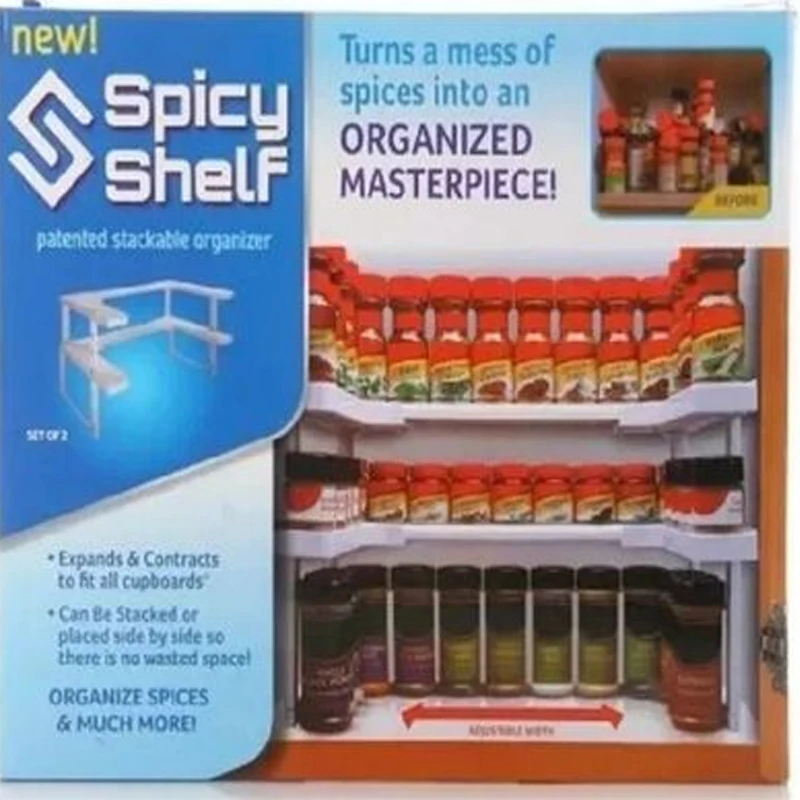 stackable spicy storage shelf adjustable expandable seasoning spice rack pantry cabinet organizer kitchen shelves storage rack free global shipping