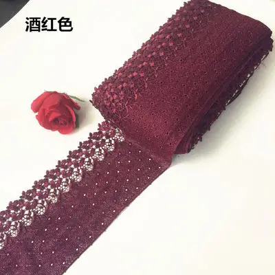 wine red Красный вышитый кружевной край отделка Лента аппликация Сделай Сам шитье ремесло вязание крючком ткань окантовка отделка винтажное свадебное платье - Цвет: wine red