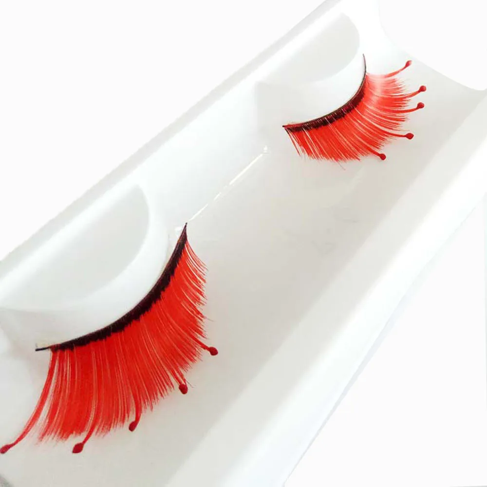 Пара женские вечерние ресницы для Хэллоуина макияжа красные венатуральные