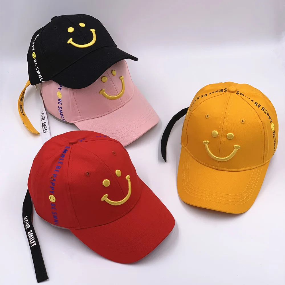 2019 новая детская длинная бейсбольная Кепка с вышивкой смайлика Летние Осенние
