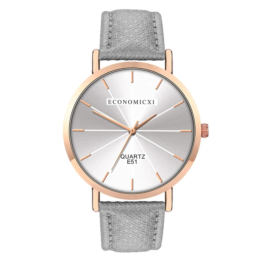 

Women Watch Leather Strap Clock Sleek Simple Ladies Quartz Analog Round Wristwatch Female Gift Relogio Feminino Reloj Mujer 40*