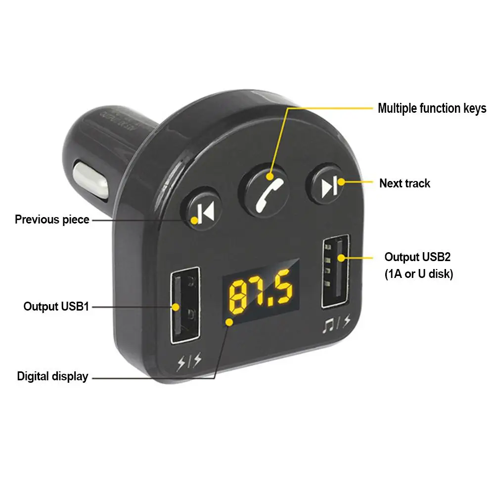 T852 Автомобильный MP3 умный двойной USB Bluetooth приемник плеер V5.0 + ED беспроводной