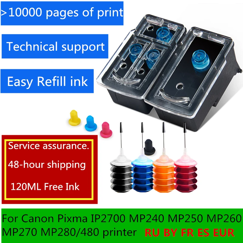 PG/pg510 CL/cl511 совместимый Заправляемый чернильный картридж PG 510 CL 511 для Canon Pixma IP2700 MP240