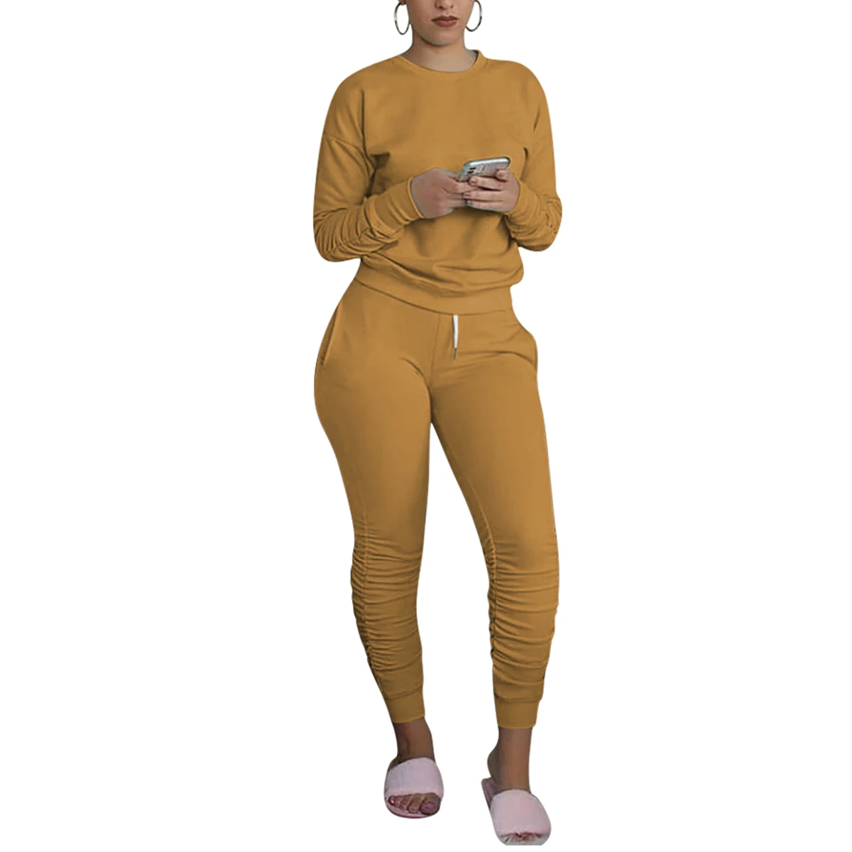 

Two Piece Set Women's Set Long Sleeve T Shirt Pencil Pants Suit Sexy Casual Tracksuit Outfit Sweatsuit Sporty Autumn Winter