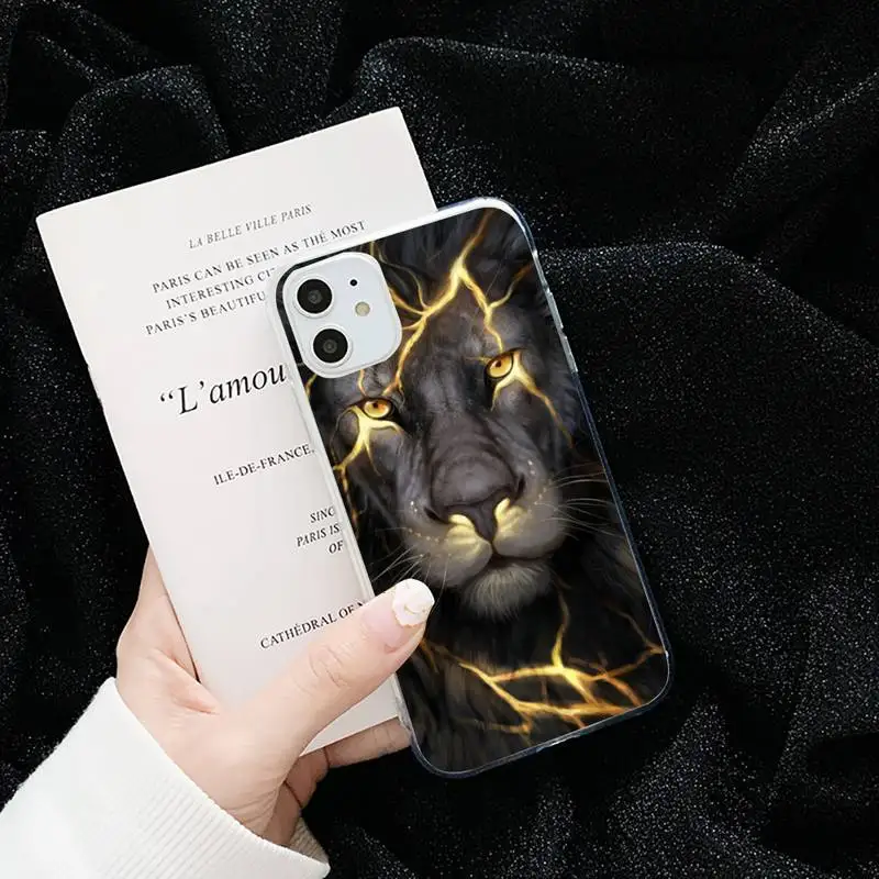 

lion animal high quality mobile Phone Case Transparent soft For iphone 5 5s 5c se 6 6s 7 8 11 12 plus mini x xs xr pro max