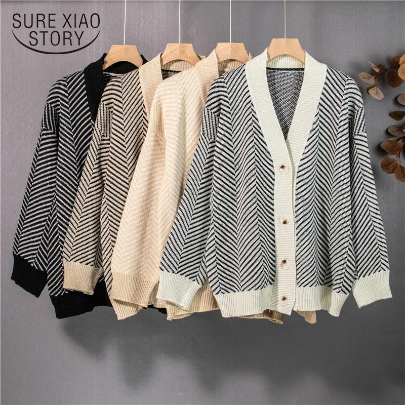 

Autumn V Neck Women Cardigan Button Black Christmas Tree Cardigan Sweater Knitted Loose Oversized Jumper Top JacketCoat 16819