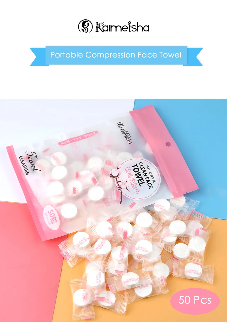 Салфетки для лица 50 штук одноразовые сжатые полотенца Хлопковый мешок конфет