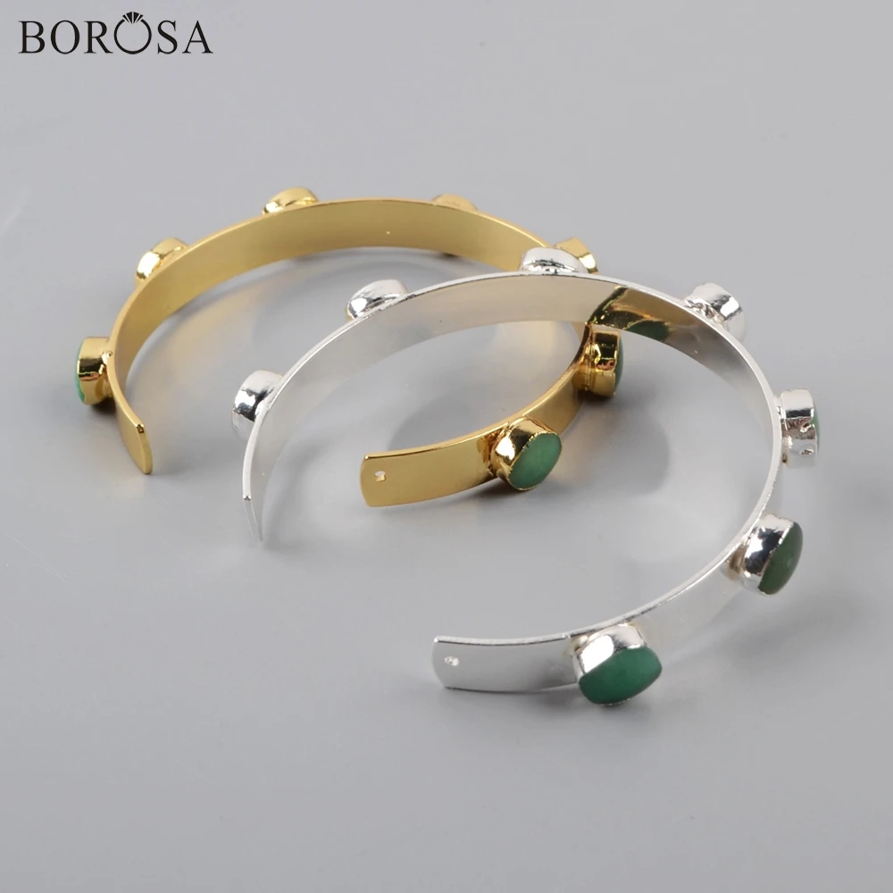 BOROSA 5 шт. Золотой/Серебряный цвет Австралийский нефрит браслет с натуральными
