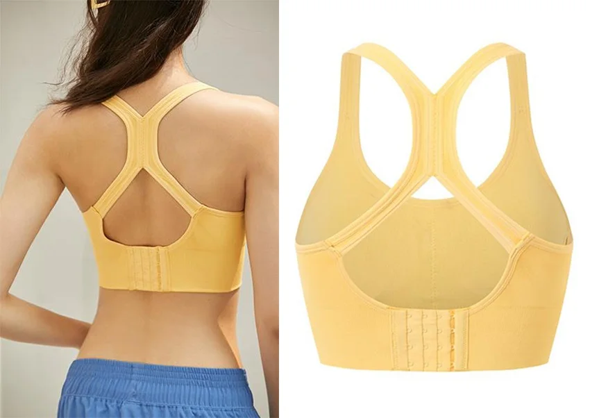 Bright Yellow Sexy Sports Bra Solid Back Yoga Tank Top Women Fitness Push up Gym Shockproof Seamless Shirt Running Workout Fast Dry Vest - Цвет: Bright Yellow