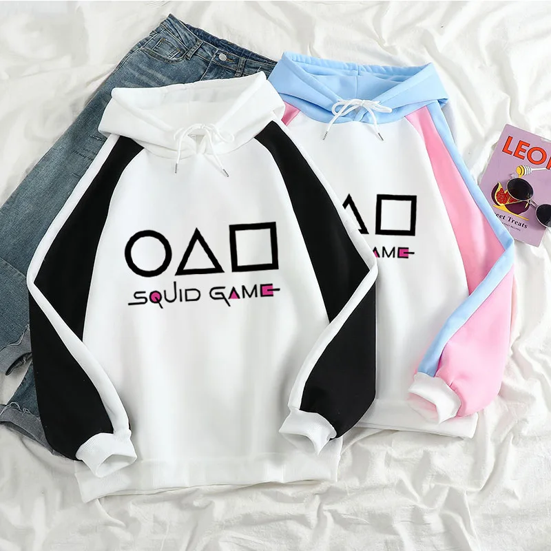 

2021 Squid Game Kpop Korean Men/Women Hoodie Long Sleeve Casual Trend Loose Contrasting Color Sweatshirt Harajuku Oversize Top