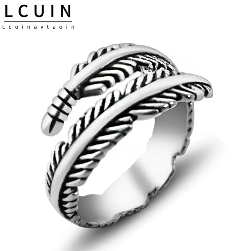 

Retro High-quality Silver Jewelry Thai Silver Female Personality Feathers Arrow Open Ring Anillo Anneau Anel Aros