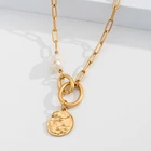 Ожерелье с монеткой, винтажное золотое ожерелье из нержавеющей стали для женщин, ожерелья неправильной формы с подвесками в виде животных, совы