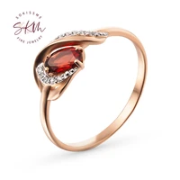 skm 14k rose gold garnet rings for women brand designer vintage engagement rings designer promise luxury fine jewelry