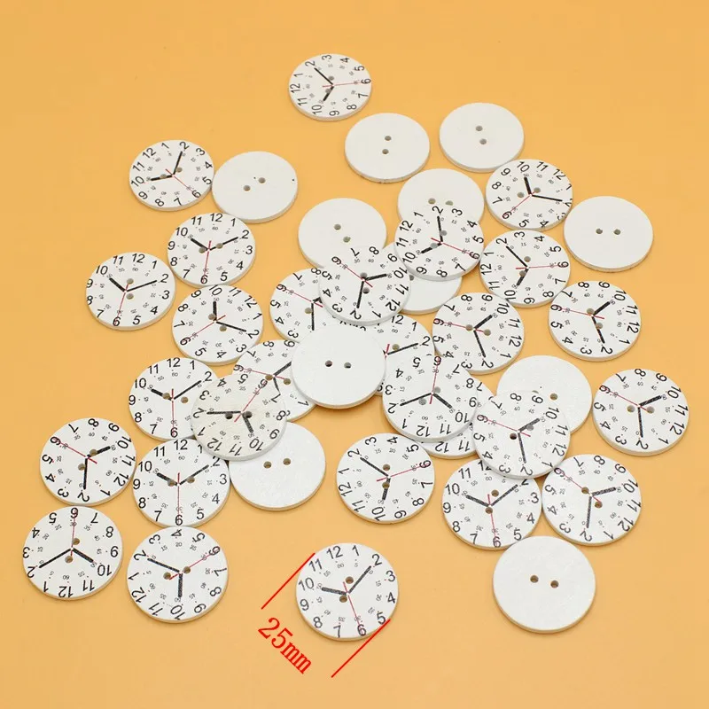 50 шт 25 мм часы деревянными пуговицами 2 отверстия белый Ежик для Скрапбукинг
