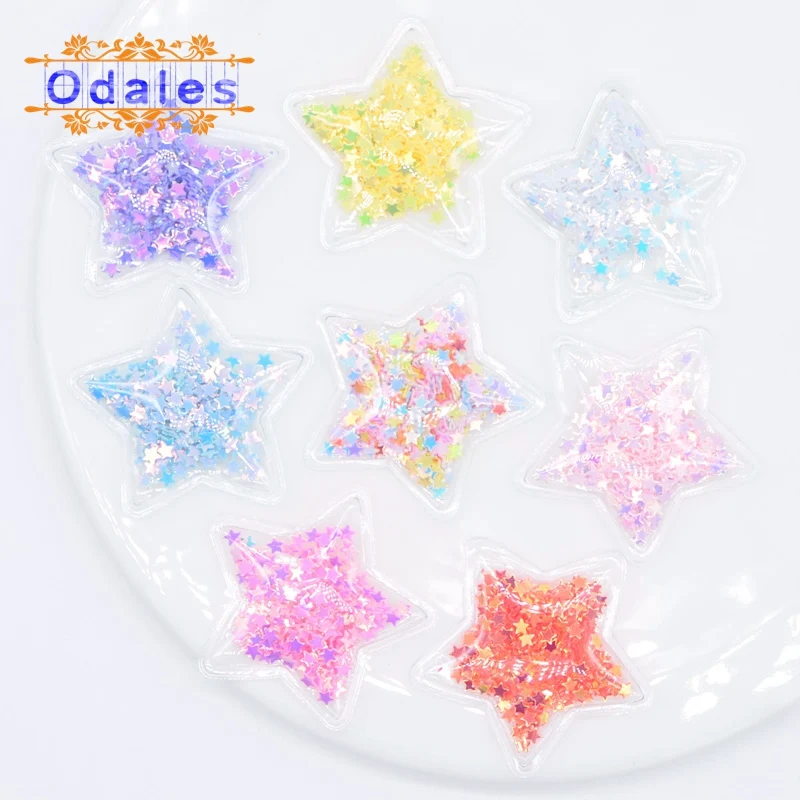 

32Pcs/lots Small Size Star Transparent Bling Bling Flowing Patches Appliques for DIY Kids Baby Hair Clips Accessories Headdress