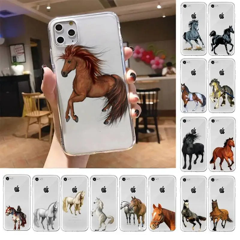 

YNDFCNB Great beauty horse Phone Case For iPhone X XS MAX 6 6s 7 7plus 8 8Plus 5 5S SE 2020 XR 11 11pro max Clear funda Cover