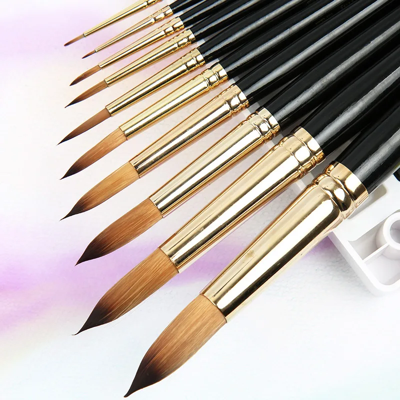 

Windsor Newton Watercolor Brush Black Short Rod Painting Brush Oil Painting Acrylic Pen Set Art Supplies Paint Brushes