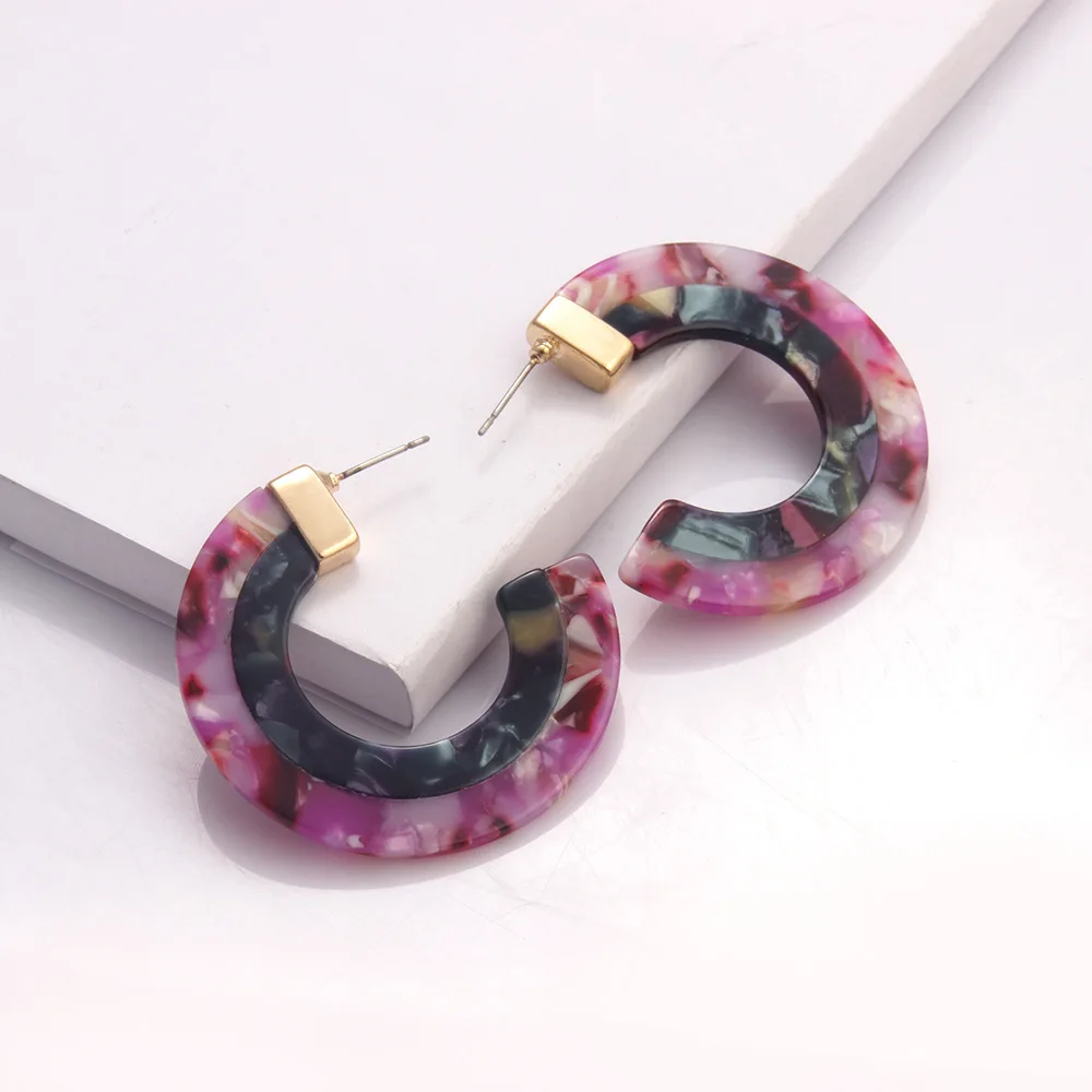 Женские Разноцветные серьги-кольца ZA многоугольные серьги из полимера в