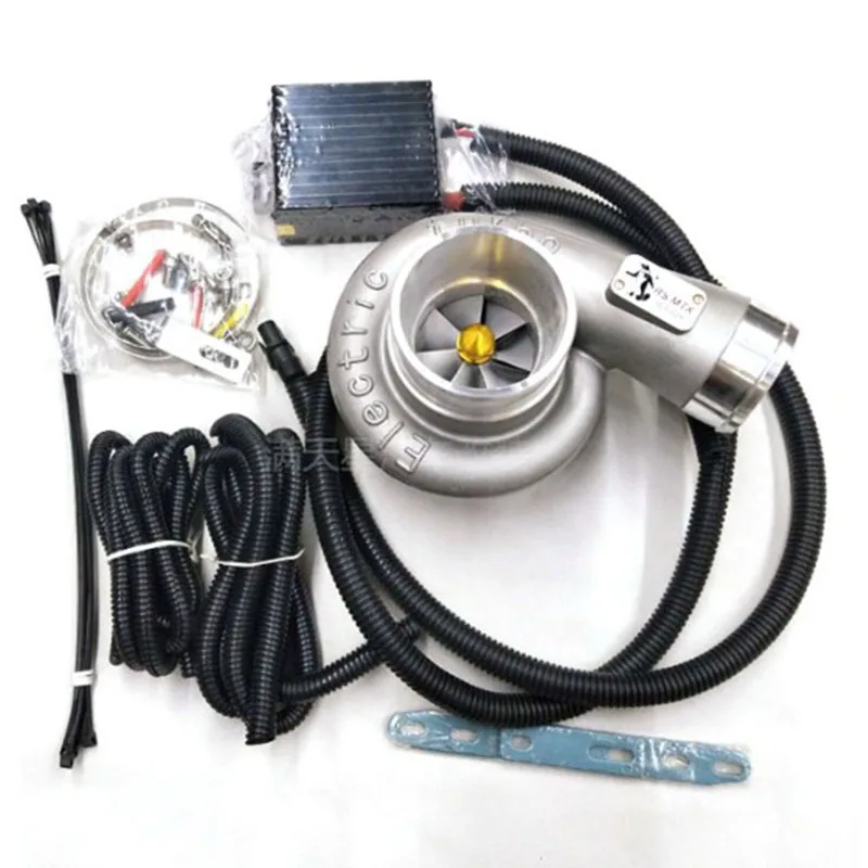 

Universal 12V Electric Turbo Supercharger Kit Thrust Electric Turbocharger Air Filter Intake for car improve speed