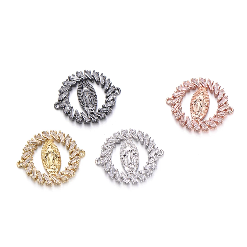 Pipitree блестящие кубические циркония Дева Мария шармы с камнями CZ DIY круглые