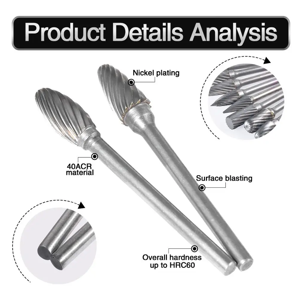10 шт. 3 мм хвостовик карбида вольфрама фреза роторные мини сверла для Dremel