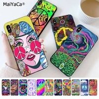 maiyaca hippy hippie psychedelic art peace phone cover for iphone 13 se 2020 11 pro xs max 8 7 6 6s plus x 5 5s se xr case