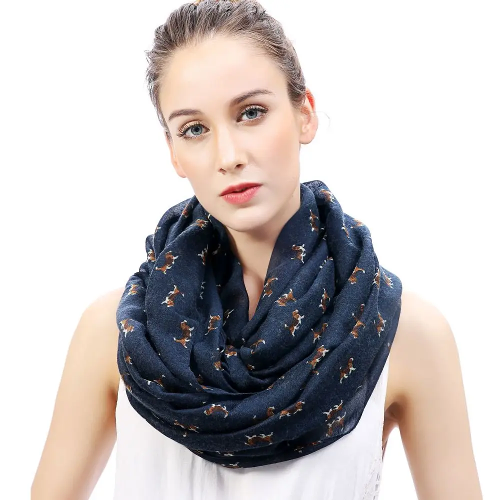 Женский шарф-хомут с принтом Beagle Dog легкий |