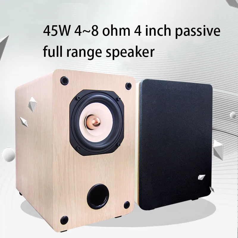 25-50W 4 Inch Full Range Speaker 4~8Ohm Birch Wood Speaker Q401 Fever Passive Bookshelf Speaker Pair Box 84Hz-20KHz