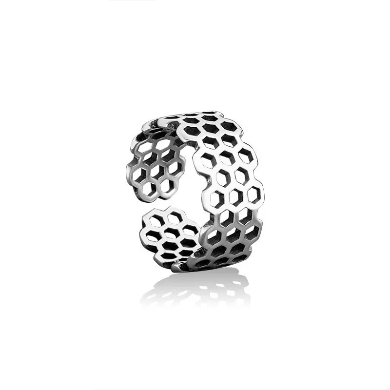 

QMCOCO 925 Sterling Silver Rings For Women Wide Holes Round Simple Minimalist Open Adjustable Finger Rings Fashion Band Female