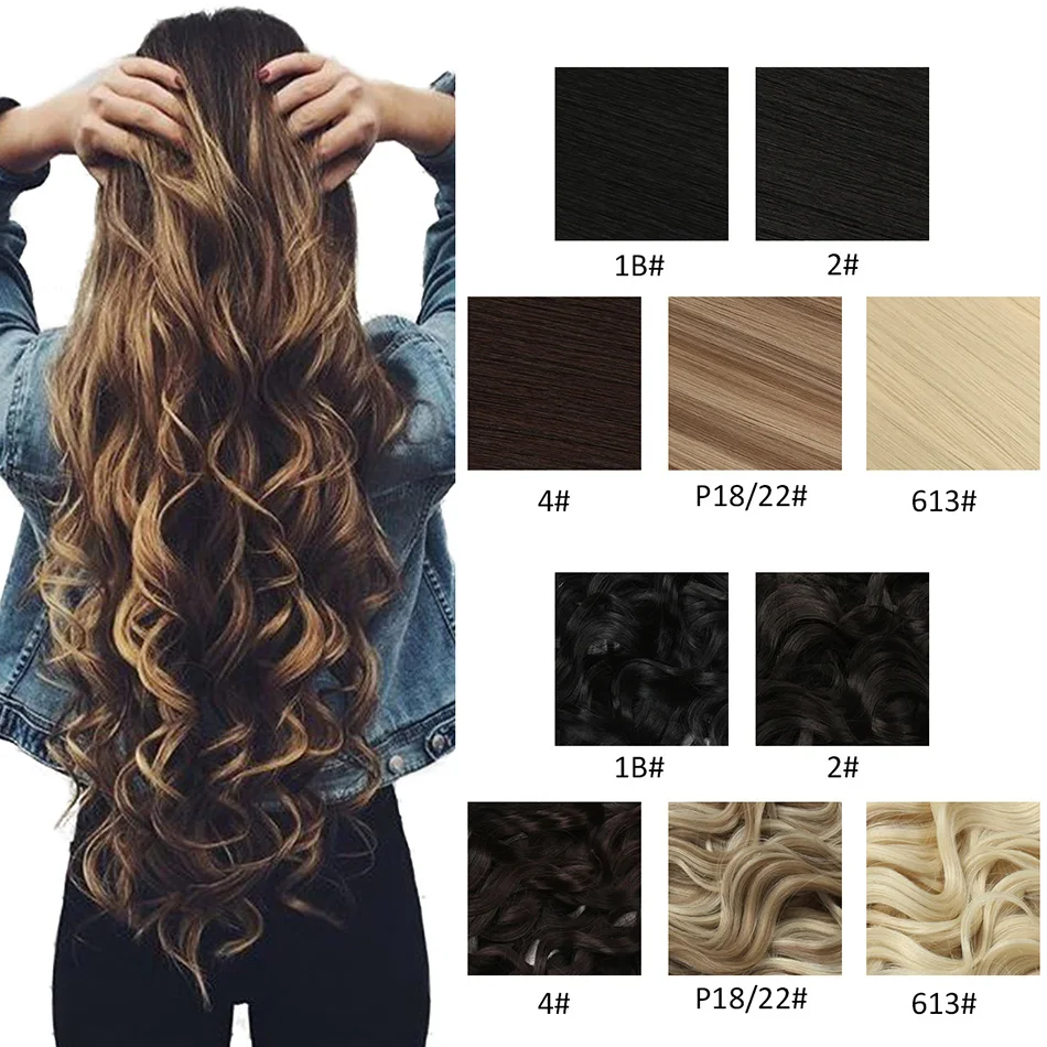 Красота на линии синтетические волосы для наращивания 22 дюйма волнистые женщин