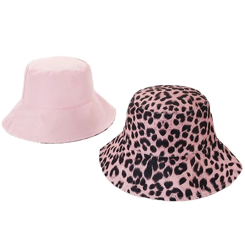 

Double-sided Wearing Fisherman's Hat Leopard Bucket Hats Men Women Cotton Flat Sun Hat Reversible Winter Warm Panama Caps Gorras