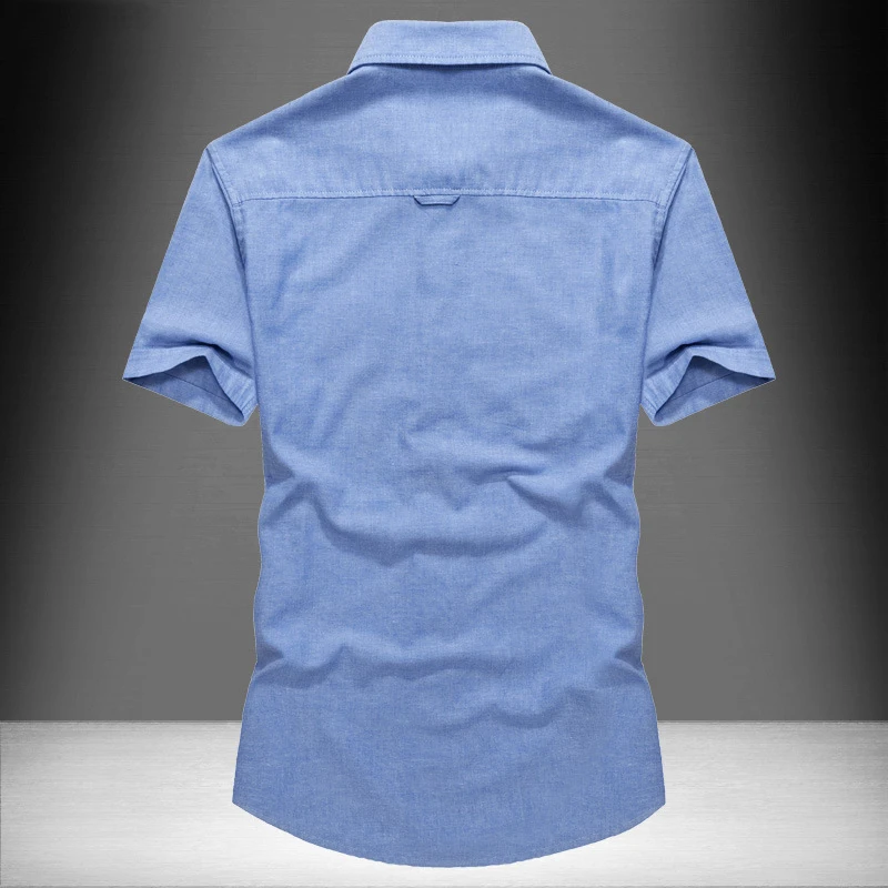 Летняя Военная Однотонная рубашка мужская хлопковая Повседневная с коротким