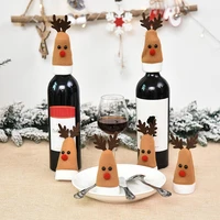 christmas decorations for home santa claus elk shape wine bottle cover snowman stocking gift holder xmas navidad decor new year