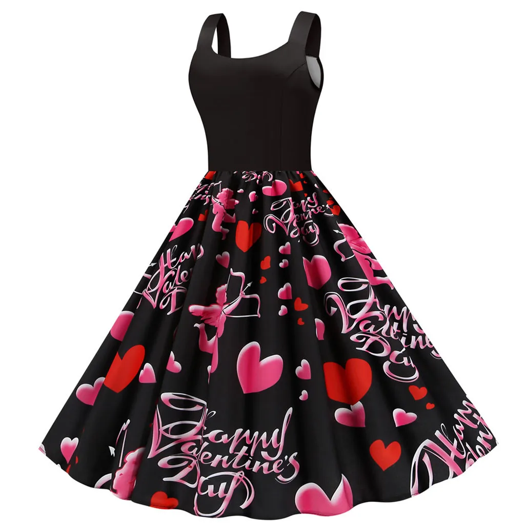 Платья для вечеринок на День святого Валентина с принтом в виде сердца Купидона