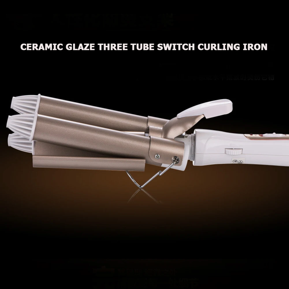 

22/20mm Professional Ceramic Three Tube Curling Triple Barrel Crimper Wave Water Ripple Rolls Electric Hair Curler Styling