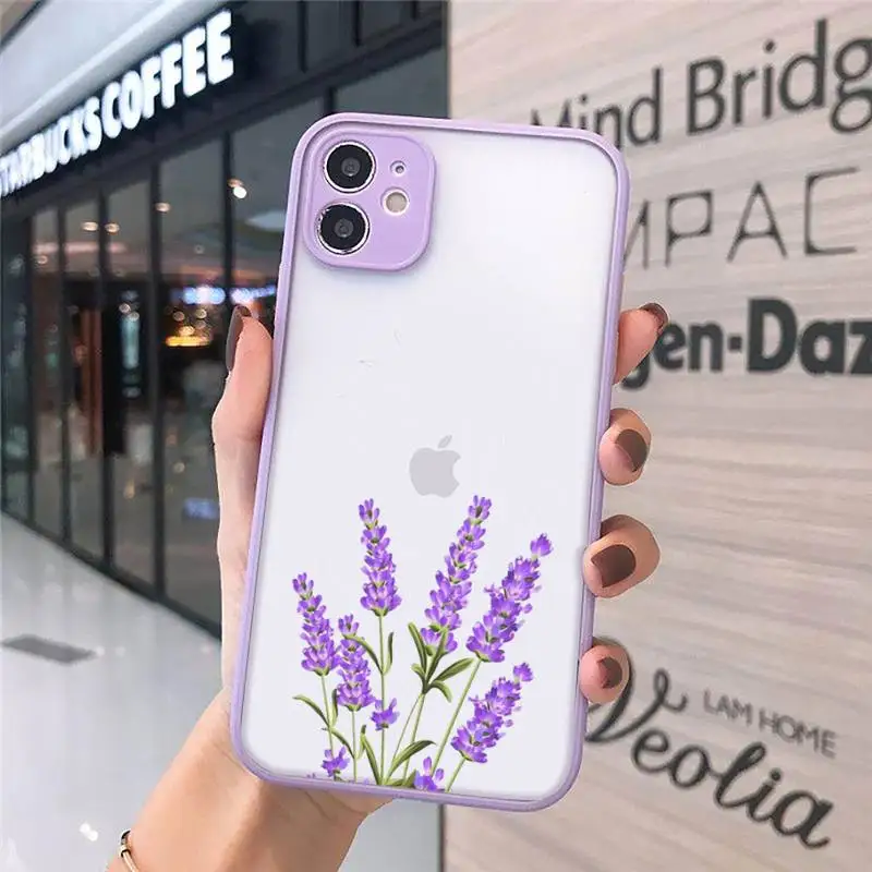 

Simple Lavender Purple Flowers art Phone Cases matte transparent For iphone 7 8 11 12 plus mini x xs xr pro max cover