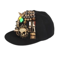 wholesale european and american punk style custom mens recycled material fashion metal brim rebound hats