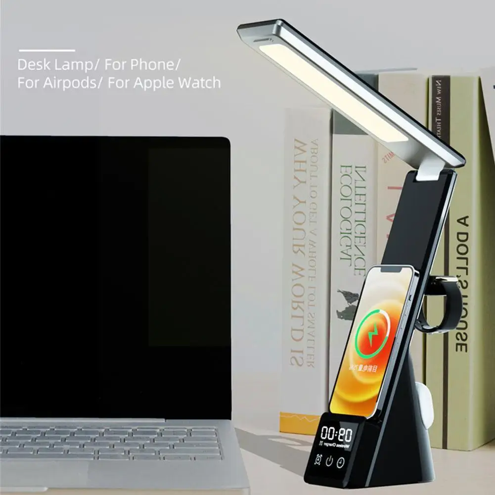 

Led Table Lamp 15w Wireless Charger For Fast Charging Station Multi-function Clock Charge Dock S K8z3