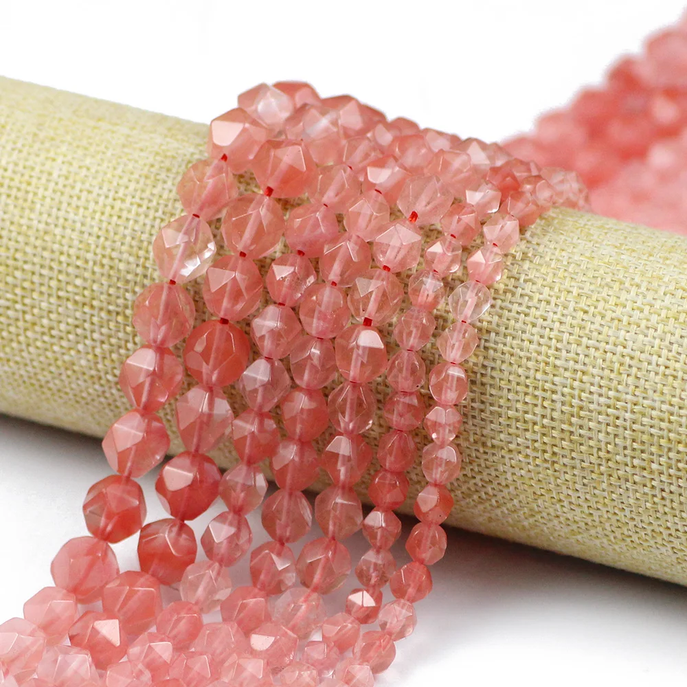 Бусины BTFBES из натурального арбуза и Красного камня граненые круглые бусины