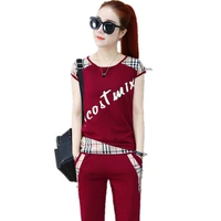 top selling product in 2020 lady clothes set summer printing sporting suit slim 2 piece set new leisure clothes tracksuit 1629