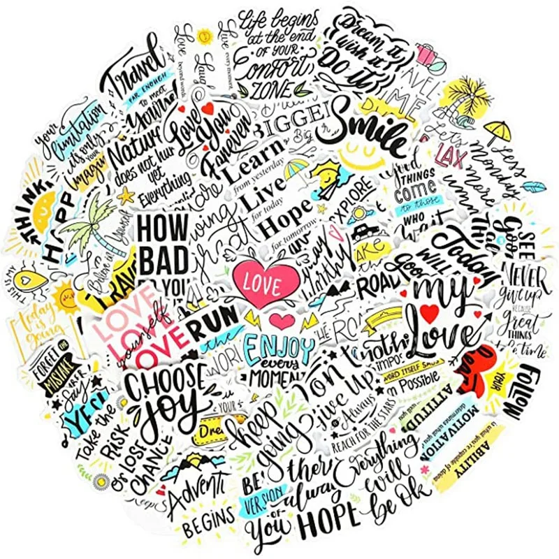 

50Pcs Inspirational Stickers Motivational Stickers Waterproof Vinyl Positive Laptop Stickers for Water Bottles