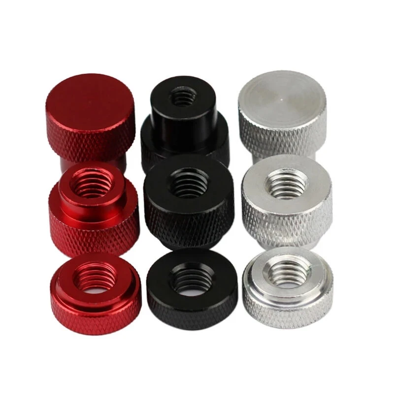

1Pcs BSW Aluminum Alloy Hand Grip Knob Step Nut Knurled Thumb Nuts Blind Hole/ Through Hole 1/4" 3/8"