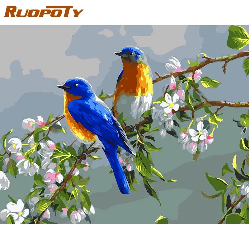 

RUOPOTY Paint By Numbers For Adults Bird DIY UnframeOil Painting By Numbers Animal Picture For Living Room Home Decoration