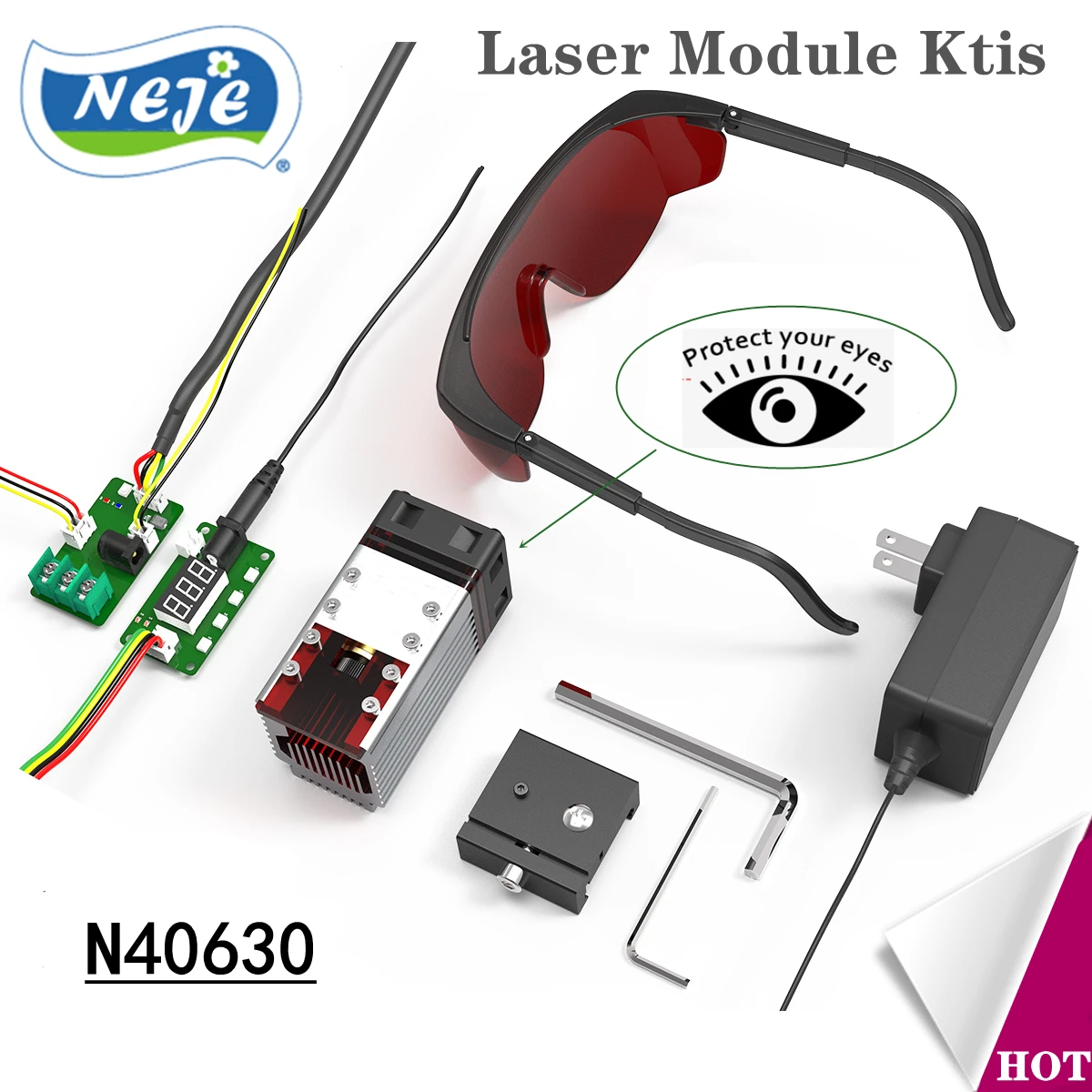 NEJE N40630 CNC Laser Module 445-450nm Blue Laser Head TTL Module Kit for Laser Engraving Machine Wood MDF Marking Cutting Tool