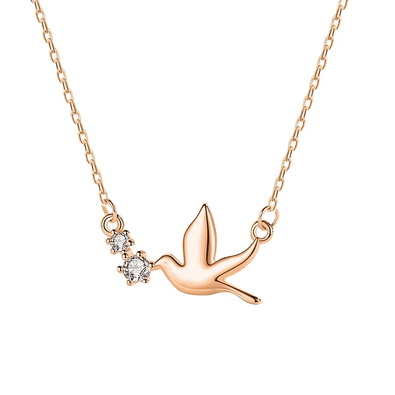 

Peace White Pigeon Chic S925 Sterling Silver Cubic Zirconia Clavicle Chain Necklace For Women Girls Trendy Fashion Jewelry